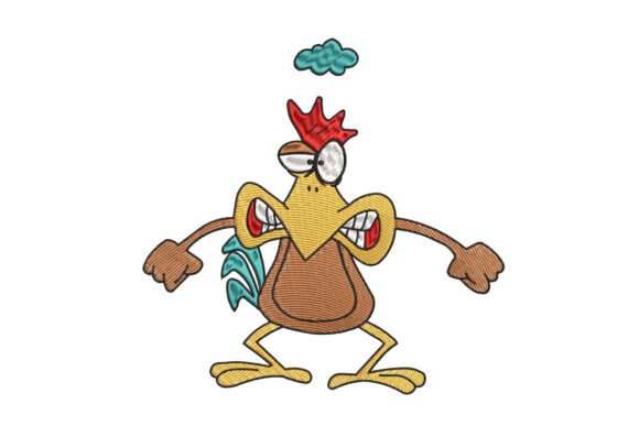 Angry Chicken Embroidery Design