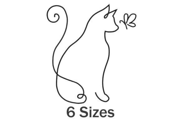 Cat with Butterfly Outline