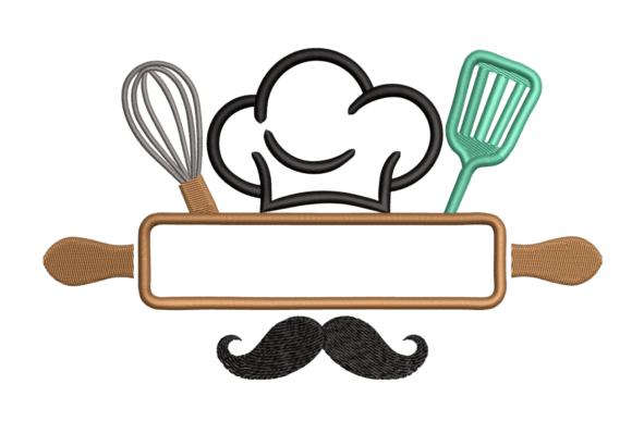Chef Mustache Frame Embroidery Design