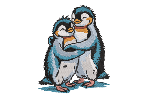 Cute Hugging Penguins