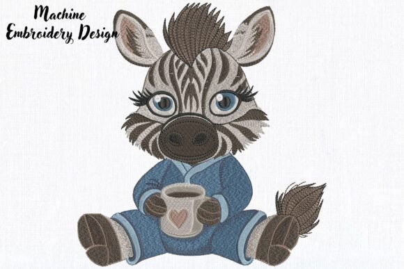 Cute Sleepy Baby Zebra in Pajamas