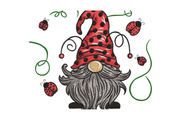 Ladybug Gnome Embroidery Design