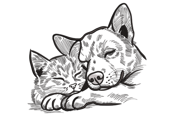 Sleeping Cat and Dog
