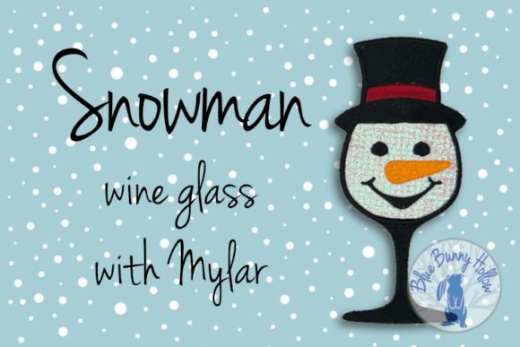 Snowman Wine Glass Embroidery Design