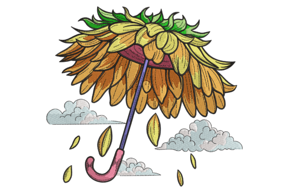 Sunflower Umbrella Embroidery Design